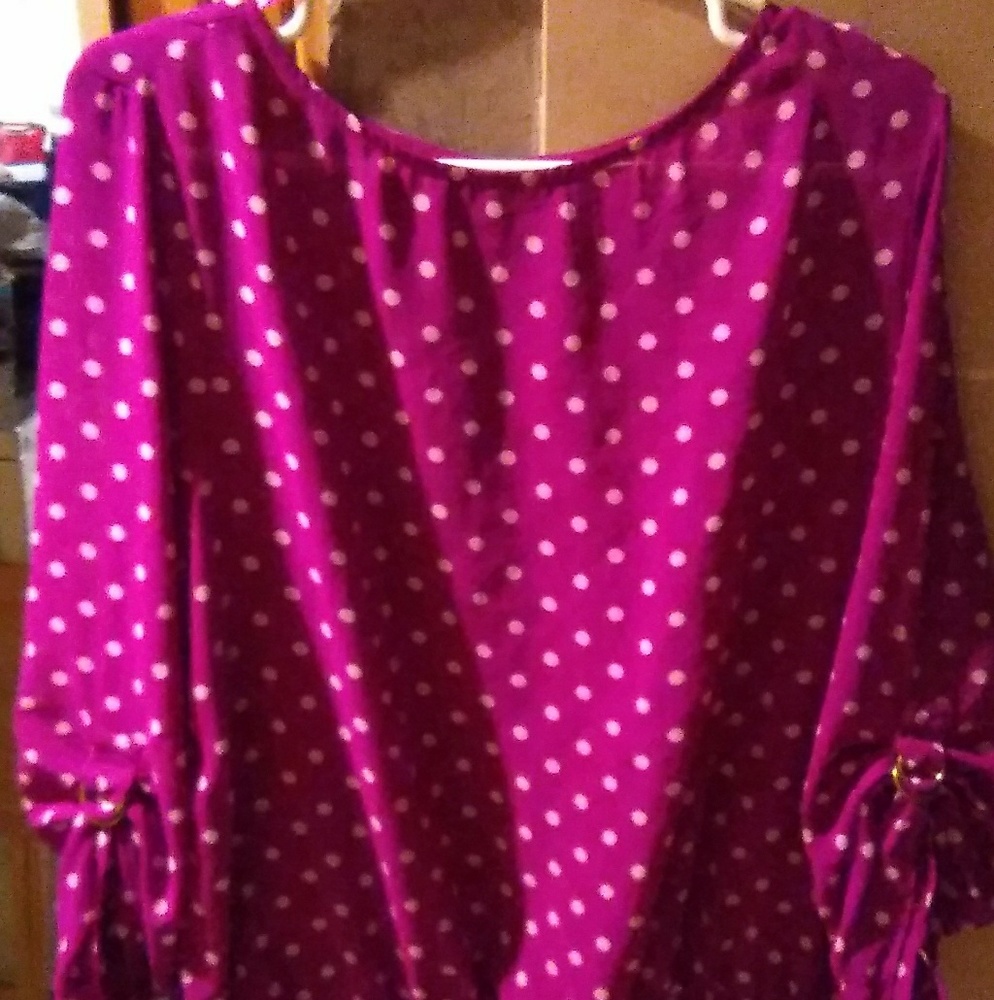 Wine polka dot blouse